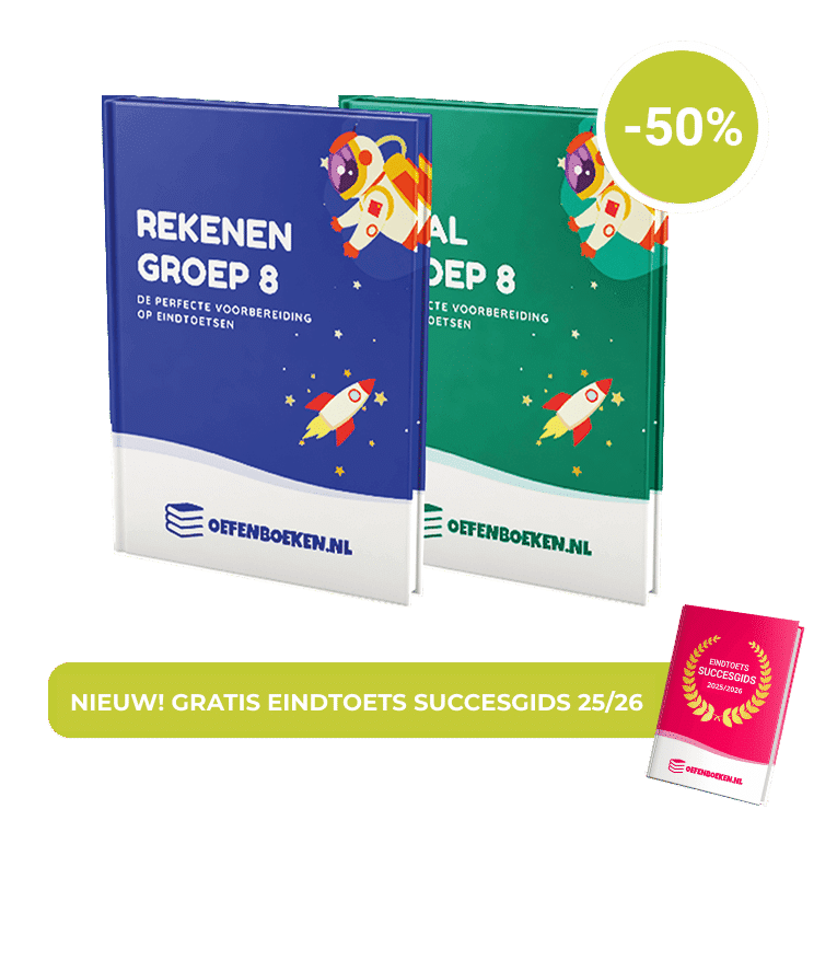 Mock up Rekenen en Taal oefenboeken Groep 8.