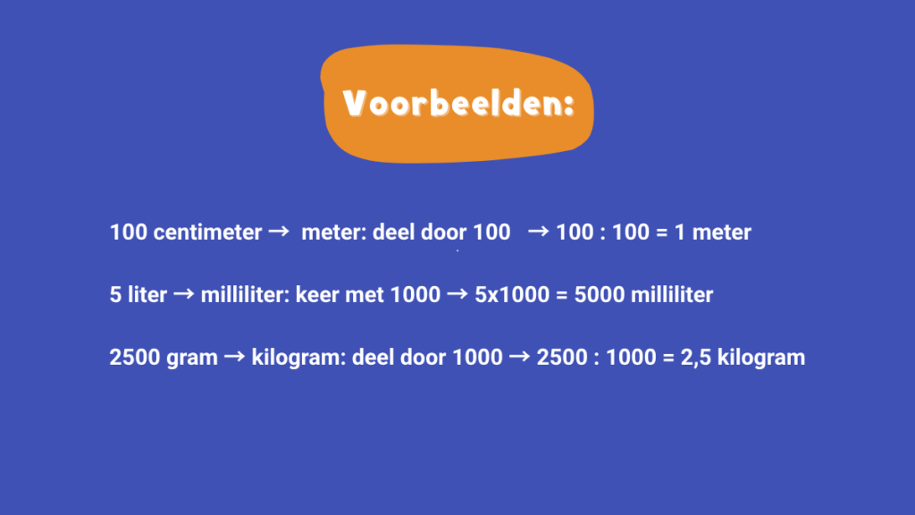 voorbeelden van meet eenheden.