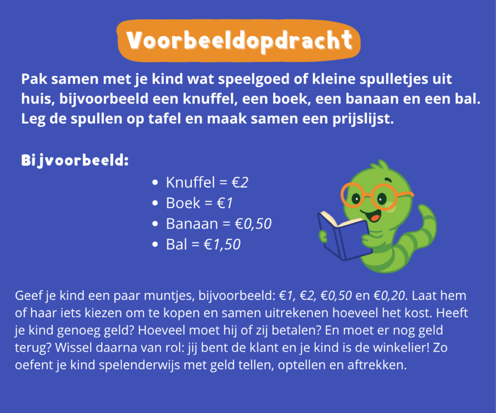voorbeeldopdracht voor het rekenen met geld voor groep 3