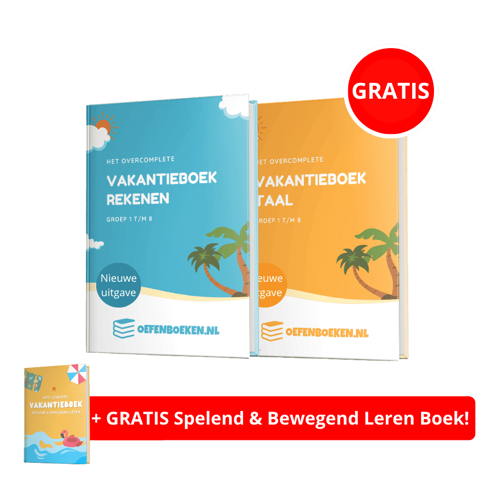Mockup-vakantieboeken-rekenen-en-taal-1-plus-1-gratis-met-gratis-spelend-en-bewegend-leren-boek-Oefenboeken.nl-1